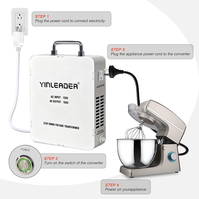 Yinleader 2000W Convert 120V to 100V Step Down Voltage Transformer Perfect - Image 4
