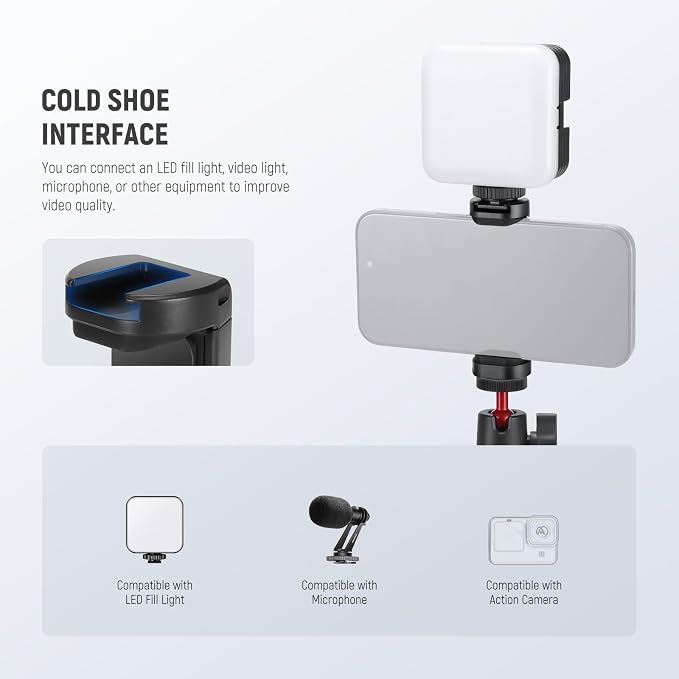 NEEWER Tripod for iPhone with Remote/Action Camera Mount Adapter/Phone Holder - Image 6