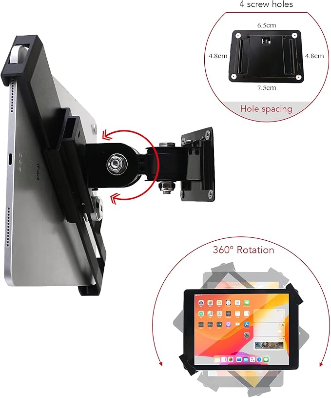 Tablet Wall Mount Holder with Lock and Key, Rotate Design Arbitrary Adjustment - Image 2