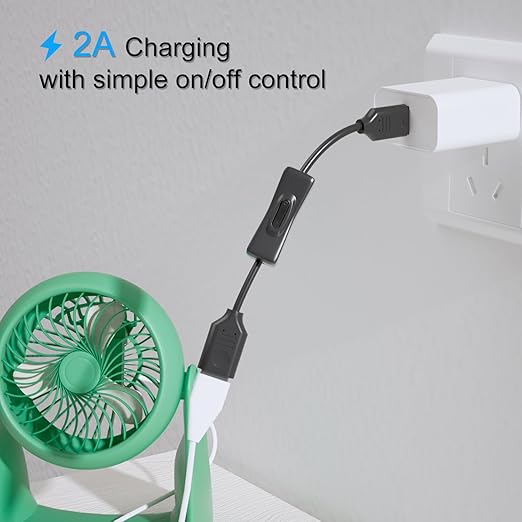 USB On/Off Switch Cable 2-Pack, 2A Charging 480Mbps Data, Type-A 2.0 Power - Image 4