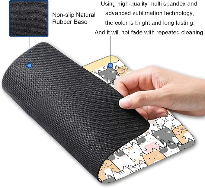 Kawaii Mouse Pad, Cute Cats Mouse Mat, Square Waterproof Non-Slip Rubber Base - Image 2