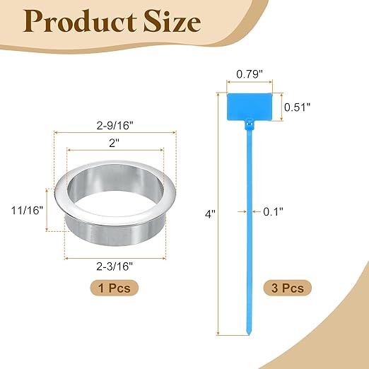 uxcell Desk Grommet, 2-3/16" Zinc Alloy Cable Hole Cover Wire Cord Organizer - Image 2