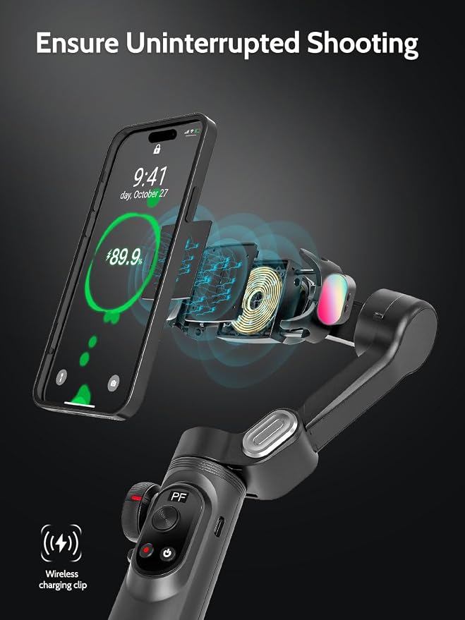 3-Axis Gimbal Stabilizer for Smartphone w/RGB Magnetic Fill Light Phone Gimbal - Image 5