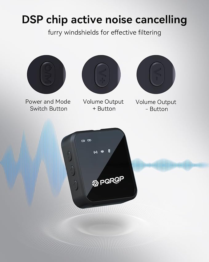 PQRQP 3 in 1 Microphone for iPhone/Android/Camera, Wireless Lavalier Microphone - Image 2