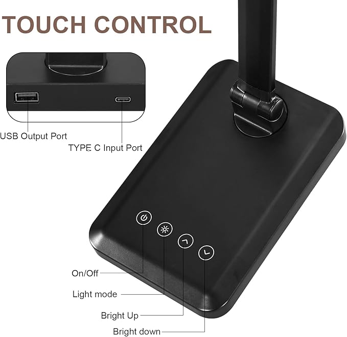 LED Desk Lamp with USB Charging Port Whole White - Image 5