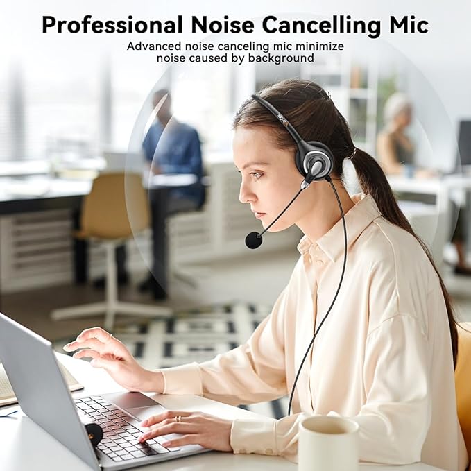Wantek Headset with Microphone for PC Wired Headphones - Image 2
