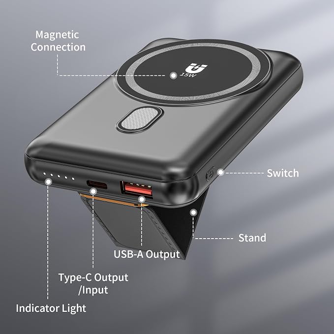 Magnetic Power Bank 10000mAh, Wireless Portable Charger - Image 5