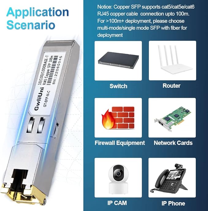 10Pcs 1.25Gbps RJ45 Copper SFP, 10/100/1000Base-T transceiver Module 100m - Image 6