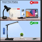 Smart Desk Lamp with Dual USB Charging & 2 AC Outlets, Digital Clock, - Image 6