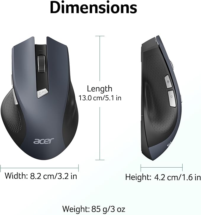 acer Wireless Mouse for Laptop, 2.4GHz Computer Mouse 3 Adjustable DPI Office - Image 9