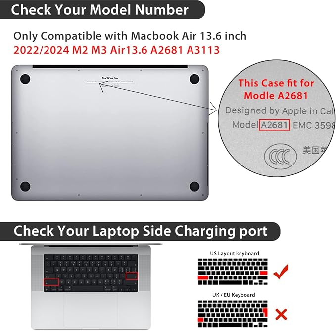 Compatible with MacBook Air 13.6 inch Case 2025 2024 2023 2022 Release M4 A3240 - Image 2