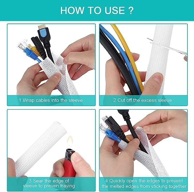 20ft - 1 inch White Cable Sleeve, Cable Organizer - Image 6
