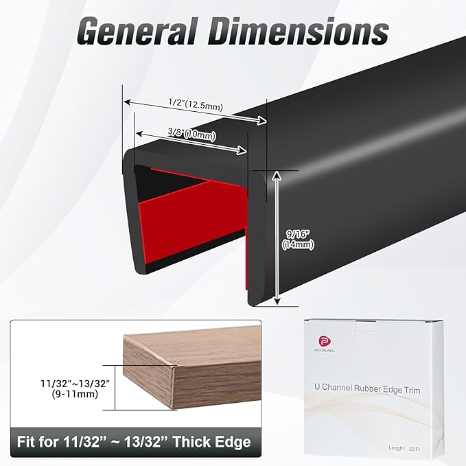 Rubber Edge Trim, Self Adhesive U Channel Edge Trim, Big Size U Shaped Trim - Image 2