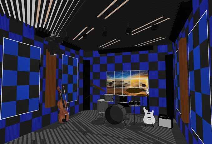 96 Pack Black/BLUE 12 "X 12 "X1" Acoustic Panels Studio Soundproofing Foam - Image 3