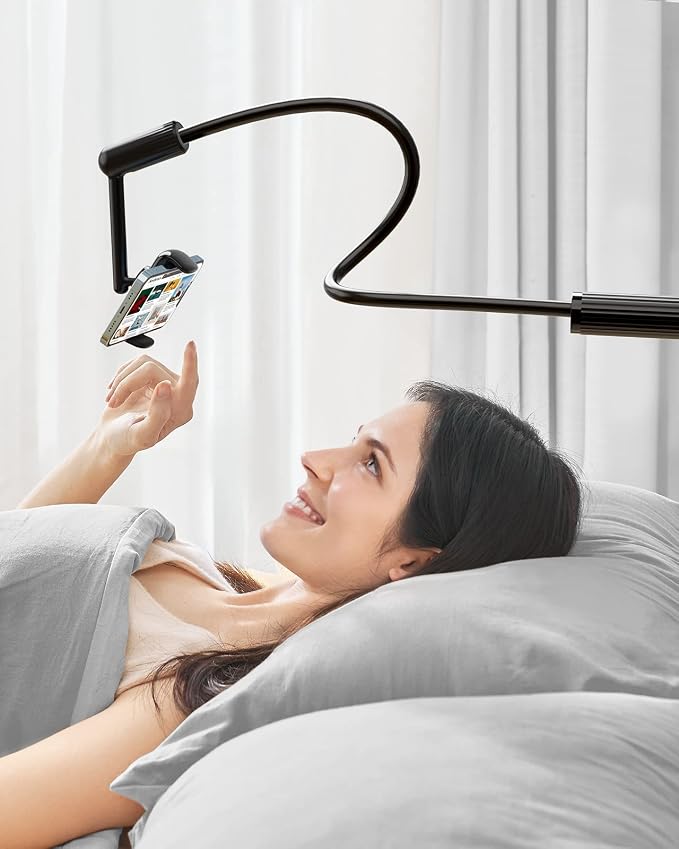 SAIJI Gooseneck Phone Holder for Bed, 360° Rotate Support Rod One-Hand - Image 4