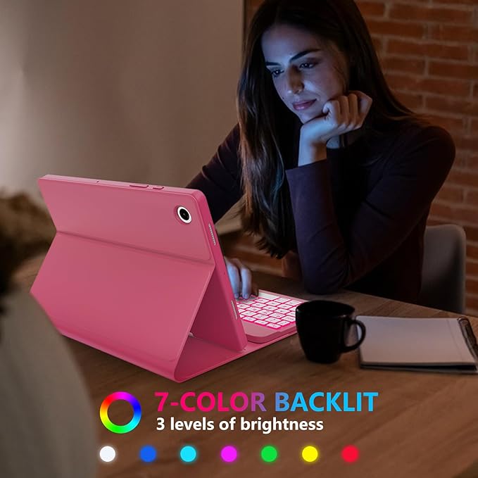Keyboard Case for Samsung Galaxy Tab A9 Plus 5G 11 inch 2023, 7 Color Backlit - Image 5