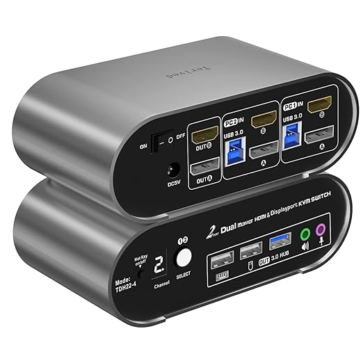 2 Computers 2 Monitors Automatic KVM Switch, Hotkey Switching, Audio and by Terived