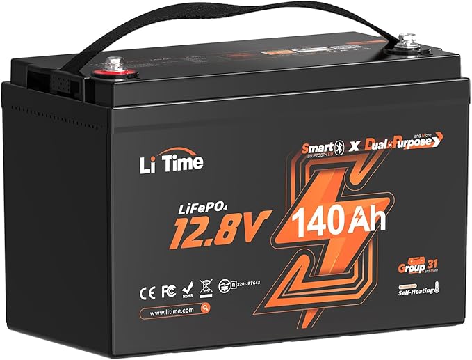 Litime 12V 140Ah Bluetooth Dual Purpose 1000 CCA Marine Battery by LiTime