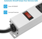 JUNNUJ Metal 8 Outlet Power Strip, Mountable Heavy Duty Power Strip, 1200J - Image 8