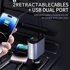 Retractable Car Charger, 4 in 1 Fast Charging 69W, Cigarette Lighter Adapter 2 - Image 3