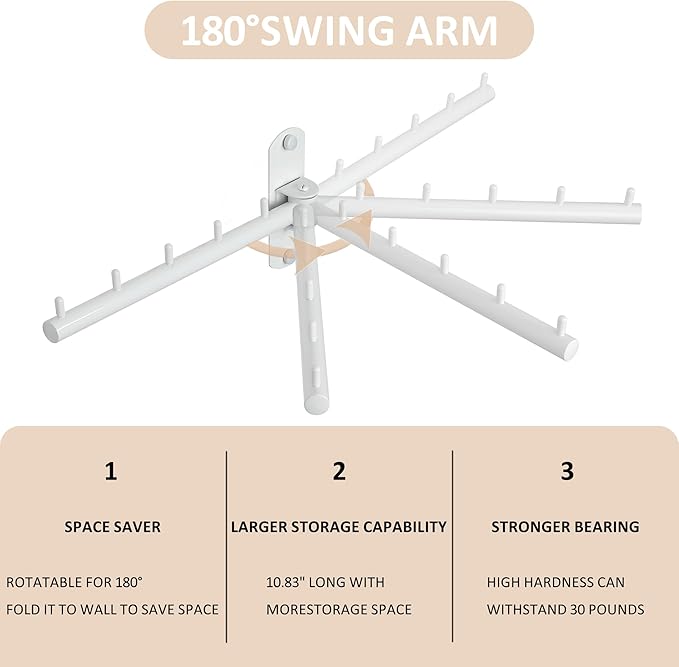 Swing Clothes Hanger Rack, Garment Racks Wall Mounted Clothes Bar-Hanger Holder - Image 2