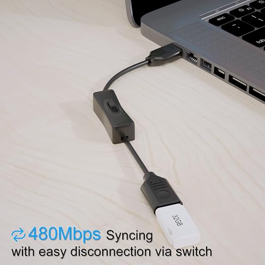 USB On/Off Switch Cable 2-Pack, 2A Charging 480Mbps Data, Type-A 2.0 Power - Image 5
