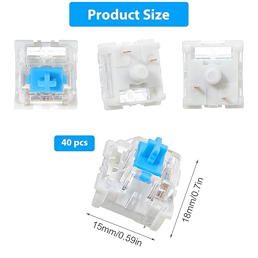 Sibba 40 Pcs Mechanical Keyboard Switches 3 Pin Blue Keyboard Clicker - Image 2