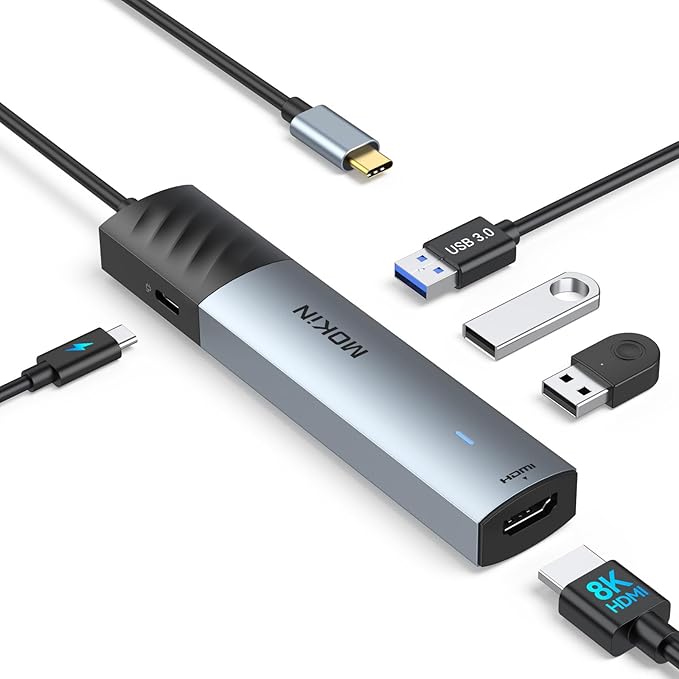 MOKiN USB C Hub, 5 in 1 USB CMultiport Adapter 8K HDMI, 100W PD, 3 USB-A Data - Image 8