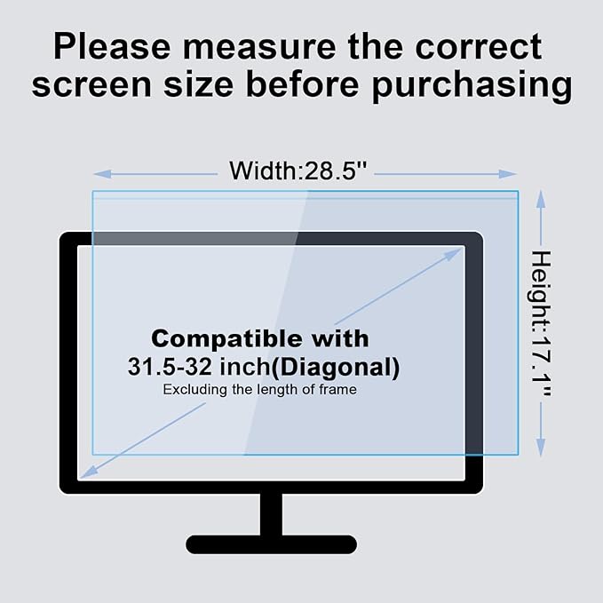 31.5-32 Inch Blue Light Filter for Computer Monitor, TV Computer Screen Blue - Image 6