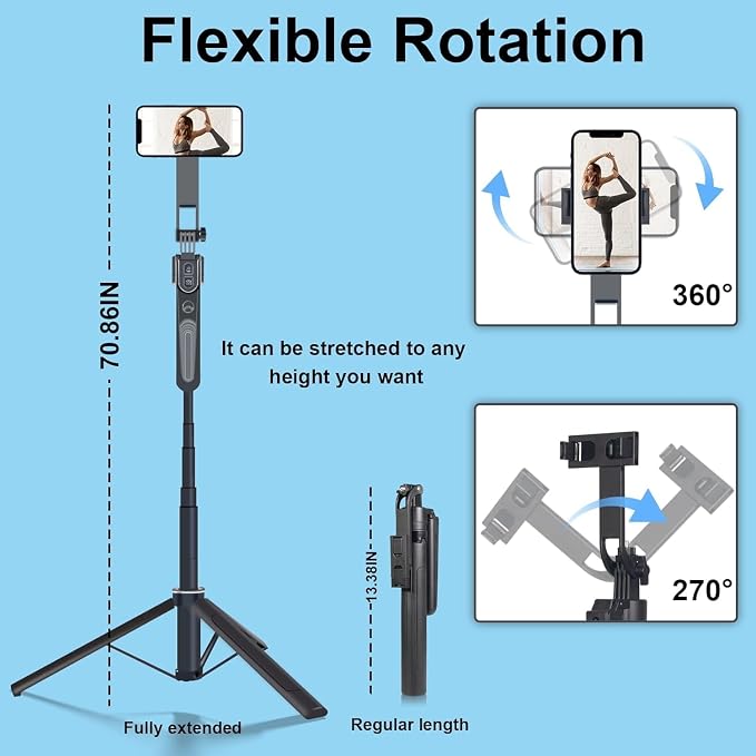 Extendable Auto Face Tracking Phone Tripod Stand, 360° Rotation Selfie Sticks - Image 3