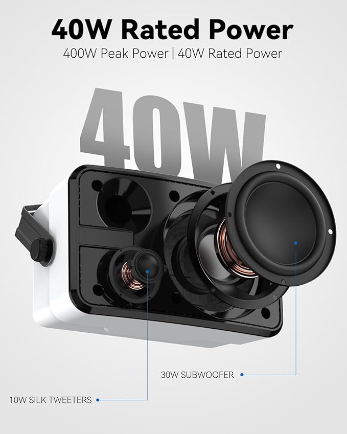 400W Outdoor Bluetooth Speakers, Wireless Sync Between Speakers, IPX5 Waterproof - Image 3