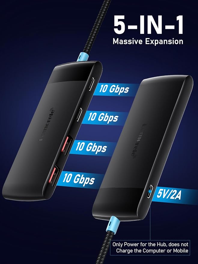USB C Hub with 10Gbps 2 USB3.2 & 2 USB C 3.2, Charging Port, USB Port Extender - Image 2