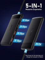USB C Hub with 10Gbps 2 USB3.2 & 2 USB C 3.2, Charging Port, USB Port Extender - Image 2