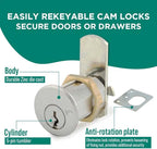 Olympus Lock DCN1 Rekeyable Cam Lock | 1" Cylinder KD Keyed Different | US26D - Image 2