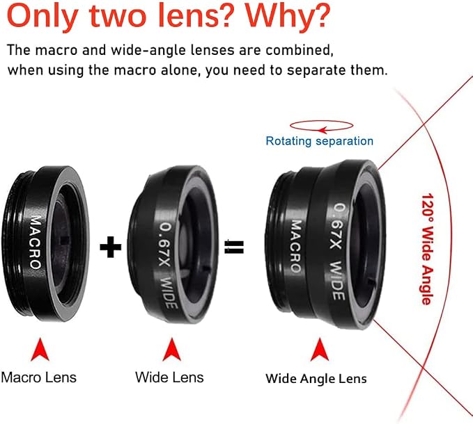 3 in 1 Cell Phone Camera Lens Kit Wide Angle Macro Fisheye Lens Universal - Image 2