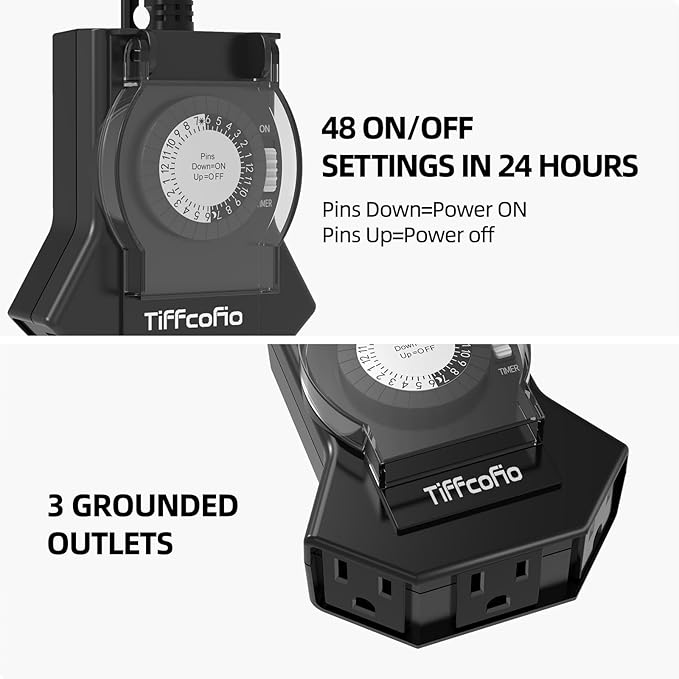 Outdoor Timer Outlet Waterproof, 24 Hour Mechanical Light Timer Outdoor - Image 2