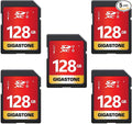 GIGASTONE 128GB SD Card 5-Pack UHS-I U1 Class 10 SDXC Memory Card Full HD Video by Gigastone
