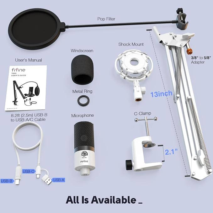 FIFINE USB Recording Microphone Kit, Studio Condenser Microphone - Image 6