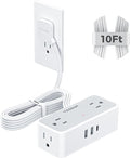 Flat Plug Extension Cord 10 FT, TESSAN Surge Protector Power Strip by TESSAN