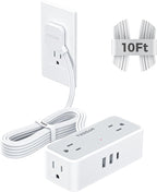 Flat Plug Extension Cord 10 FT, TESSAN Surge Protector Power Strip by TESSAN
