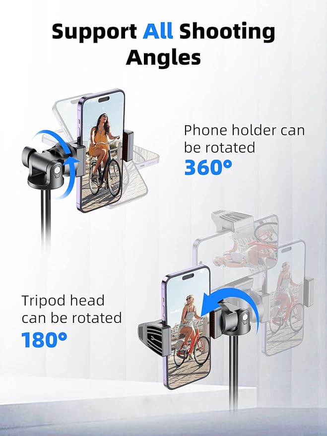 Kaiess 62" Phone Tripod & Selfie Stick, Extendable Photography Light Stand - Image 4