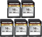 GIGASTONE 16GB 5-Pack SD Card, Camera Pro, A1 V10 SDHC Memory Card Compatible by Gigastone