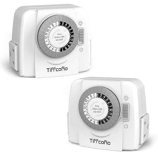 TiFFCOFiO Indoor Mechanical Light Timer, 3 Prong Plug in Outlet Timer, 2 by TiFFCOFiO