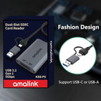 SD UHS-II Dual-Slot Card Reader .amalink Dual Slot USB C SD 4.0 Memory Card - Image 7