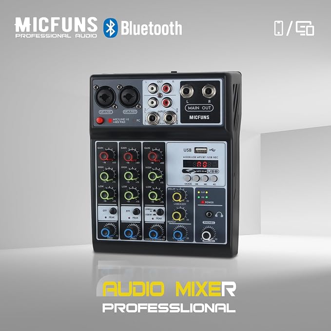 Mini audio audio mixers DJ mixer Sound Board Console System, 4 Channel 48V - Image 4