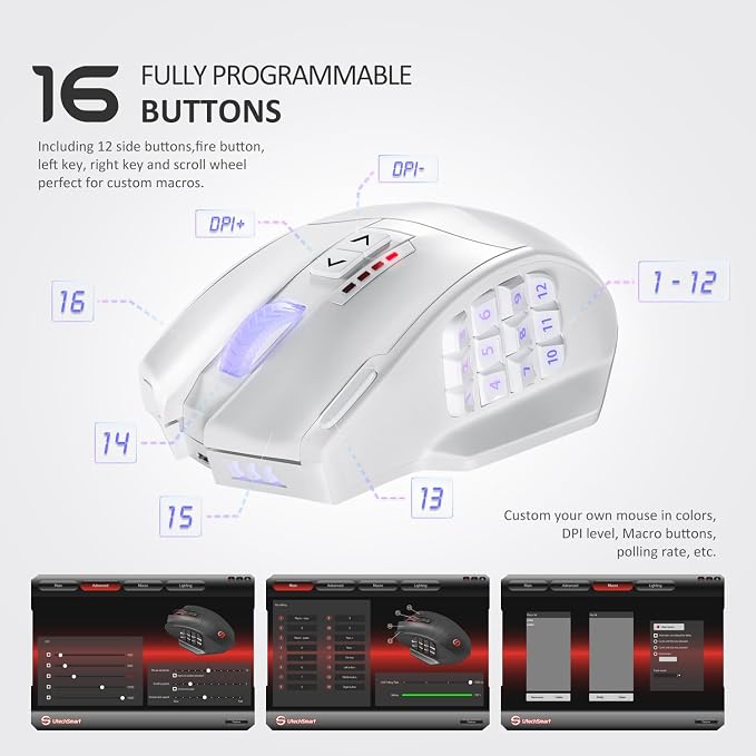 UtechSmart Venus Pro Wireless MMO Gaming Mouse, 000 DPI Optical Sensor - Image 5