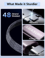 Short 8inch 3 in 2 USB C Cable for Apple Watch Charger iPhone Charger USB C - Image 8