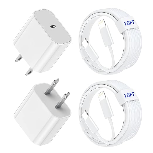 2Pack Fast Charger iPhone, 10FT iPhone Charger Fast Charging USB C to Lightning by TrimDish