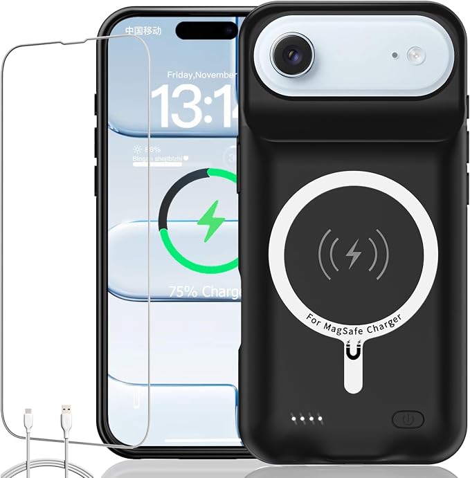 Battery Case for iPhone Air, Upgraded 12000mAh Rechargeable Portable Extended by KCKEBLM