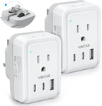 2 Pack US to UK Ireland Plug Adapter, VINTAR Foldable Type G Power Adapter by VINTAR